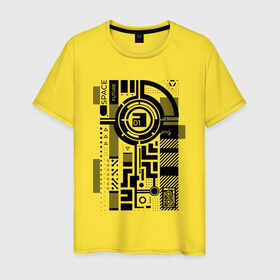 Мужская футболка хлопок с принтом Будущее, космос, абстракт в Новосибирске, 100% хлопок | прямой крой, круглый вырез горловины, длина до линии бедер, слегка спущенное плечо. | абстракция | будущее | киберпанк | космос | круги | механизм | надпись | символ | схема | узор