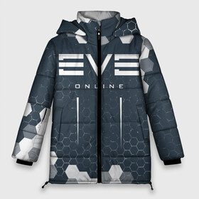 Женская зимняя куртка 3D с принтом EVE ONLINE ИВ ОНЛАЙН в Новосибирске, верх — 100% полиэстер; подкладка — 100% полиэстер; утеплитель — 100% полиэстер | длина ниже бедра, силуэт Оверсайз. Есть воротник-стойка, отстегивающийся капюшон и ветрозащитная планка. 

Боковые карманы с листочкой на кнопках и внутренний карман на молнии | echo | echoes | eve | game | games | logo | online | space | ев онлайн | ев эхо | еве | ив онлайн | ив эхо | игра | игры | космос | лого | логотип | логотипы | онлайн | символ | символы | эхо | эхос