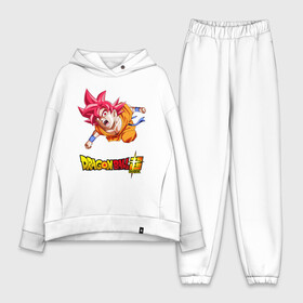 Женский костюм хлопок Oversize с принтом Super Sayan God в Новосибирске,  |  | anime | son goku | аниме | драконий жемчуг | сон гоку