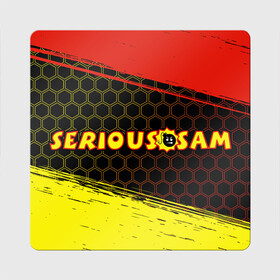 Магнит виниловый Квадрат с принтом SERIOUS SAM / Крутой Сэм в Новосибирске, полимерный материал с магнитным слоем | размер 9*9 см, закругленные углы | croteam | game | games | logo | sam | serious | бомба | бомбочка | игра | игры | крутой | лого | логотип | логотипы | серьезный | символ | символы | сэм