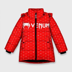 Зимняя куртка для девочек 3D с принтом VENUM ВЕНУМ в Новосибирске, ткань верха — 100% полиэстер; подклад — 100% полиэстер, утеплитель — 100% полиэстер. | длина ниже бедра, удлиненная спинка, воротник стойка и отстегивающийся капюшон. Есть боковые карманы с листочкой на кнопках, утяжки по низу изделия и внутренний карман на молнии. 

Предусмотрены светоотражающий принт на спинке, радужный светоотражающий элемент на пуллере молнии и на резинке для утяжки. | dtyev | dtyfv | dtyjv | elite | mma | sport | ufc | venam | venom | venum | боевые | бойцовская | бойцовские | бойцовский | бокс | венам | веном | венум | единоборства | искусства | мма | мутгь | муьщт | спорт | спортивная
