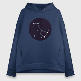 Женское худи Oversize хлопок с принтом Медведица в Новосибирске, френч-терри — 70% хлопок, 30% полиэстер. Мягкий теплый начес внутри —100% хлопок | боковые карманы, эластичные манжеты и нижняя кромка, капюшон на магнитной кнопке | constellation | galaxies | night | planets | space | stars | ursa major | ursa minor | большая медведица | галактики | звёзды | космос | малая медведица | медведица | ночь | планеты | созвездие