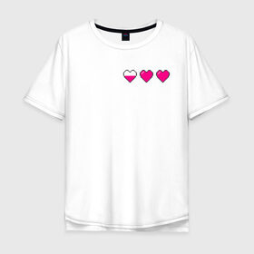 Мужская футболка хлопок Oversize с принтом Здоровье pixel в Новосибирске, 100% хлопок | свободный крой, круглый ворот, “спинка” длиннее передней части | heart | heart pixel | здоровье | здоровье pixel | пиксельное сердце | пиксельные сердца | сердечко | сердечко пиксель | сердце | сердце пиксель