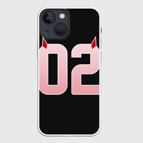 Чехол для iPhone 13 mini с принтом Порядковый номер 02 в Новосибирске,  |  | 002 | 02 | ahegao | anime | darling | franx | franxx | girl | girls | in | senpai | the | two | waifu | zero | zerotwo | аниме | ахегао | вайфу | девушка | семпай | сенпай | тян