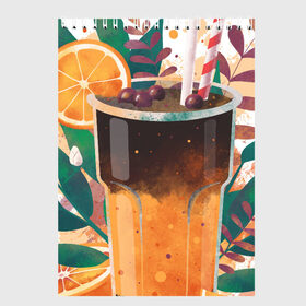 Скетчбук с принтом бодрящий коктейль в Новосибирске, 100% бумага
 | 48 листов, плотность листов — 100 г/м2, плотность картонной обложки — 250 г/м2. Листы скреплены сверху удобной пружинной спиралью | Тематика изображения на принте: апельсин | бодрость | витамины | коктейль | кофе | лето | напиток | яркий