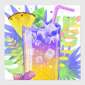 Магнитный плакат 3Х3 с принтом яркий напиток в Новосибирске, Полимерный материал с магнитным слоем | 9 деталей размером 9*9 см | Тематика изображения на принте: ананас | еда | жара | коктейль | лето | напиток | пальмы. тропики | свежесть | фрукты