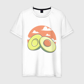 Мужская футболка хлопок с принтом Avocado в Новосибирске, 100% хлопок | прямой крой, круглый вырез горловины, длина до линии бедер, слегка спущенное плечо. | avocado | avokado | kawai | kawaii | авакадо | авокадо | каваи | кавай | кавайи | кавайный | милые создания | мимими | мимишный | облака | облако | овокадо | персея | растения | рисунок | фрукт | фрукты