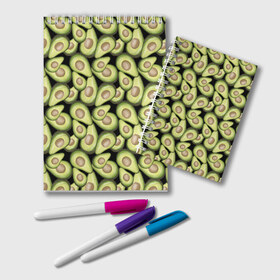 Блокнот с принтом Авокадо в Новосибирске, 100% бумага | 48 листов, плотность листов — 60 г/м2, плотность картонной обложки — 250 г/м2. Листы скреплены удобной пружинной спиралью. Цвет линий — светло-серый
 | Тематика изображения на принте: avocado | avokado | pattern | pattern avocado | авакадо | авокадо | овокадо | патерн | патерн авокадо | паттерн | паттерн авокадо | персея | растения | рисунок | фон авокадо | фрукт | фрукты