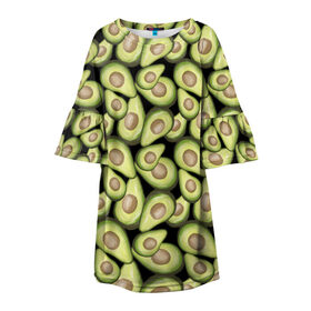 Детское платье 3D с принтом Авокадо в Новосибирске, 100% полиэстер | прямой силуэт, чуть расширенный к низу. Круглая горловина, на рукавах — воланы | Тематика изображения на принте: avocado | avokado | pattern | pattern avocado | авакадо | авокадо | овокадо | патерн | патерн авокадо | паттерн | паттерн авокадо | персея | растения | рисунок | фон авокадо | фрукт | фрукты