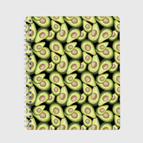 Тетрадь с принтом Авокадо в Новосибирске, 100% бумага | 48 листов, плотность листов — 60 г/м2, плотность картонной обложки — 250 г/м2. Листы скреплены сбоку удобной пружинной спиралью. Уголки страниц и обложки скругленные. Цвет линий — светло-серый
 | Тематика изображения на принте: avocado | avokado | pattern | pattern avocado | авакадо | авокадо | овокадо | патерн | патерн авокадо | паттерн | паттерн авокадо | персея | растения | рисунок | фон авокадо | фрукт | фрукты