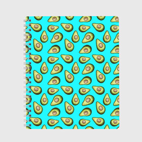 Тетрадь с принтом Авокадо в Новосибирске, 100% бумага | 48 листов, плотность листов — 60 г/м2, плотность картонной обложки — 250 г/м2. Листы скреплены сбоку удобной пружинной спиралью. Уголки страниц и обложки скругленные. Цвет линий — светло-серый
 | Тематика изображения на принте: avocado | avokado | neon | pattern | pattern avocado | авакадо | авокадо | неон | овокадо | патерн | патерн авокадо | паттерн | паттерн авокадо | персея | растения | рисунок | фон авокадо | фрукт | фрукты