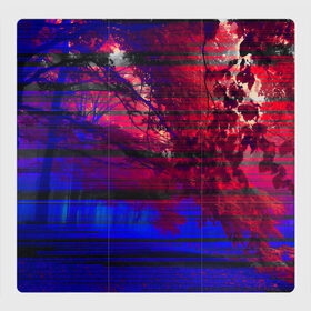 Магнитный плакат 3Х3 с принтом Glitch Autumn в Новосибирске, Полимерный материал с магнитным слоем | 9 деталей размером 9*9 см | autumn | forest | glitch | глитч | дерево | деревья | красный | лес | листья | осень