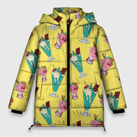 Женская зимняя куртка 3D с принтом Холодные вкусняшки в Новосибирске, верх — 100% полиэстер; подкладка — 100% полиэстер; утеплитель — 100% полиэстер | длина ниже бедра, силуэт Оверсайз. Есть воротник-стойка, отстегивающийся капюшон и ветрозащитная планка. 

Боковые карманы с листочкой на кнопках и внутренний карман на молнии | Тематика изображения на принте: ice cream | вкусняшки | десерт | еда | жара | лето | мороженка | мороженки | мороженое | холод. сладости