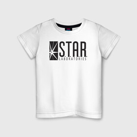Детская футболка хлопок с принтом DS,Flash,star laboratories в Новосибирске, 100% хлопок | круглый вырез горловины, полуприлегающий силуэт, длина до линии бедер | ds | flash | star laboratories