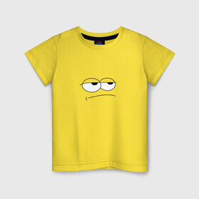 Детская футболка хлопок с принтом Недовольный фейс в Новосибирске, 100% хлопок | круглый вырез горловины, полуприлегающий силуэт, длина до линии бедер | face | sad | глаза | грустный | лицо | мультяшный | настроение | недовольный | прикольный | рисунок | смайлик | усталость | человечек