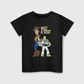 Детская футболка хлопок с принтом Buzz&Woody в Новосибирске, 100% хлопок | круглый вырез горловины, полуприлегающий силуэт, длина до линии бедер | buzz lightyear | disney | pixar | toy story | vdkimel | woody | базз лайтер | вуди | дисней | история игрушек | пиксар