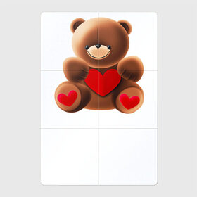 Магнитный плакат 2Х3 с принтом Медвежонок с сердечком в Новосибирске, Полимерный материал с магнитным слоем | 6 деталей размером 9*9 см | love is | teddy bear | valentines day | бабушка | валентинка | влюбленные | девушке | жена | лучшая | любимая | люблю | любовь | мама | медведь | медвежата | молодожены | подарок | романтика | свадебные | свадьба