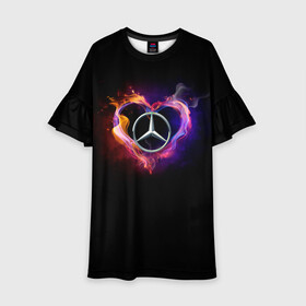 Детское платье 3D с принтом Mercedes-Benz в Новосибирске, 100% полиэстер | прямой силуэт, чуть расширенный к низу. Круглая горловина, на рукавах — воланы | Тематика изображения на принте: amg | love mercedes | mercedes | mercedes в сердце | mercedes значок | mercedes лого | mercedes марка | амг | бенц | горящее сердце | лого автомобиля | логотип мерседес | люблю мерседес | мерин | мерс | мерседес | мерседес бенз