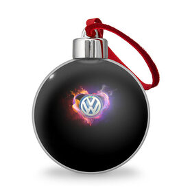 Ёлочный шар с принтом Volkswagen в Новосибирске, Пластик | Диаметр: 77 мм | Тематика изображения на принте: love vw | volkswagen | vw | vw в сердце | vw значок | vw лого | vw марка | vw эмблема | wv | горящее сердце | значок vw | значок фольксваген | лого автомобиля | лого вольцваген | логотип vw | люблю vw | люблю фольксваген