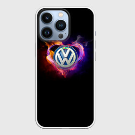 Чехол для iPhone 13 Pro с принтом Volkswagen в Новосибирске,  |  | Тематика изображения на принте: love vw | volkswagen | vw | vw в сердце | vw значок | vw лого | vw марка | vw эмблема | wv | горящее сердце | значок vw | значок фольксваген | лого автомобиля | лого вольцваген | логотип vw | люблю vw | люблю фольксваген