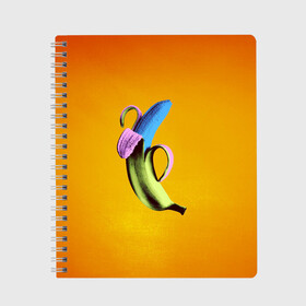 Тетрадь с принтом Синий банан в Новосибирске, 100% бумага | 48 листов, плотность листов — 60 г/м2, плотность картонной обложки — 250 г/м2. Листы скреплены сбоку удобной пружинной спиралью. Уголки страниц и обложки скругленные. Цвет линий — светло-серый
 | банан | без надписей | вкус | дизайн | еда | картинки | кожура | контраст | креатив | летняя | минимализм | необычный | прикол | рыжая | синий | сиреневая | теплая | фрукт | цветная | яркая