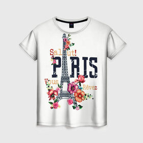 Женская футболка 3D с принтом Париж в Новосибирске, 100% полиэфир ( синтетическое хлопкоподобное полотно) | прямой крой, круглый вырез горловины, длина до линии бедер | белая | винтаж | города | европа | евротур | иностранные | креатив | крутая | минимализм | модные | надписи | париж | повседневный | путешествия | разные цвета | ретро | салют | столица | страны