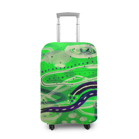 Чехол для чемодана 3D с принтом Jyu в Новосибирске, 86% полиэфир, 14% спандекс | двустороннее нанесение принта, прорези для ручек и колес | colorful | lines | patterns | shapes | spots | линии | пятна | разноцветный | узоры | формы