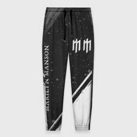 Мужские брюки 3D с принтом MARILYN MANSON / М. МЭНСОН в Новосибирске, 100% полиэстер | манжеты по низу, эластичный пояс регулируется шнурком, по бокам два кармана без застежек, внутренняя часть кармана из мелкой сетки | Тематика изображения на принте: 
