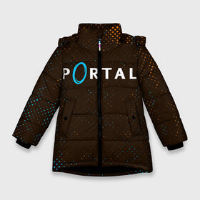 Зимняя куртка для девочек 3D с принтом PORTAL ПОРТАЛ в Новосибирске, ткань верха — 100% полиэстер; подклад — 100% полиэстер, утеплитель — 100% полиэстер. | длина ниже бедра, удлиненная спинка, воротник стойка и отстегивающийся капюшон. Есть боковые карманы с листочкой на кнопках, утяжки по низу изделия и внутренний карман на молнии. 

Предусмотрены светоотражающий принт на спинке, радужный светоотражающий элемент на пуллере молнии и на резинке для утяжки. | game | games | half | half life | halflife | life | logo | portal | portal 2 | portal2 | valve | игра | игры | лайф | лого | логотип | логотипы | портал | портал 2 | портал2 | символ | символы | халф | халф лайф | халфлайф