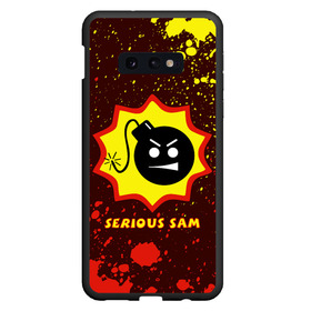 Чехол для Samsung S10E с принтом SERIOUS SAM Крутой Сэм в Новосибирске, Силикон | Область печати: задняя сторона чехла, без боковых панелей | croteam | game | games | logo | sam | serious | бомба | бомбочка | игра | игры | крутой | лого | логотип | логотипы | серьезный | символ | символы | сэм