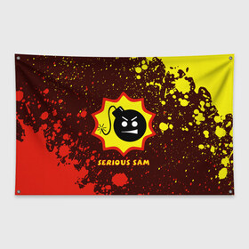 Флаг-баннер с принтом SERIOUS SAM Крутой Сэм в Новосибирске, 100% полиэстер | размер 67 х 109 см, плотность ткани — 95 г/м2; по краям флага есть четыре люверса для крепления | croteam | game | games | logo | sam | serious | бомба | бомбочка | игра | игры | крутой | лого | логотип | логотипы | серьезный | символ | символы | сэм
