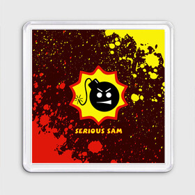 Магнит 55*55 с принтом SERIOUS SAM / Крутой Сэм в Новосибирске, Пластик | Размер: 65*65 мм; Размер печати: 55*55 мм | croteam | game | games | logo | sam | serious | бомба | бомбочка | игра | игры | крутой | лого | логотип | логотипы | серьезный | символ | символы | сэм