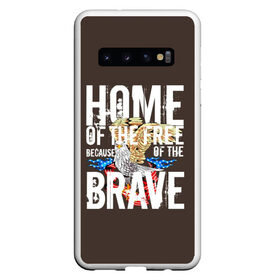 Чехол для Samsung Galaxy S10 с принтом Home в Новосибирске, Силикон | Область печати: задняя сторона чехла, без боковых панелей | Тематика изображения на принте: американский | дом | коричневая | на английском | надписи | орел | повседневная | стиль | текст | темная