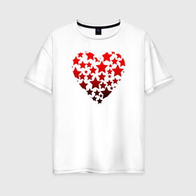 Женская футболка хлопок Oversize с принтом Звездное сердце в Новосибирске, 100% хлопок | свободный крой, круглый ворот, спущенный рукав, длина до линии бедер
 | heart | love is | love you | stars | valentines day | бабушка | валентинка | влюбленные | девушке | жена | звезды | лучшая | любимая | люблю | любовь | мама | молодожены | подарок | романтика | свадебные | свадьба | сердечки