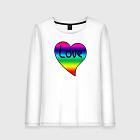 Женский лонгслив хлопок с принтом Rainbow Love в Новосибирске, 100% хлопок |  | heart | love is | love you | valentines day | бабушка | валентинка | влюбленные | девушке | жена | лучшая | любимая | люблю | любовь | мама | молодожены | подарок | радуга | радужный | романтика | свадебные | свадьба