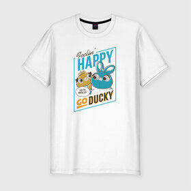 Мужская футболка хлопок Slim с принтом Ducky в Новосибирске, 92% хлопок, 8% лайкра | приталенный силуэт, круглый вырез ворота, длина до линии бедра, короткий рукав | Тематика изображения на принте: disney | ducky | pixar | toy story | vdkimel | дисней | история игрушек | пиксар