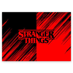 Поздравительная открытка с принтом Stranger Things. в Новосибирске, 100% бумага | плотность бумаги 280 г/м2, матовая, на обратной стороне линовка и место для марки
 | normal people scare me | stranger things | детектив | драма | кино | очень странные дела | сериалы | странгер тхингс | триллер | уилл | фантастика | фильмы | хоукинс