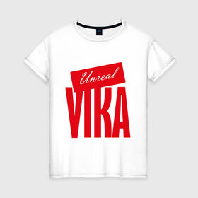 Женская футболка хлопок с принтом Vika в Новосибирске, 100% хлопок | прямой крой, круглый вырез горловины, длина до линии бедер, слегка спущенное плечо | name | victoria | виктория | имя
