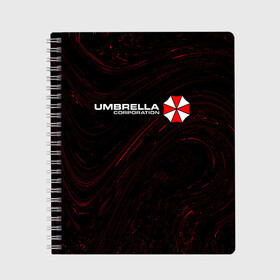 Тетрадь с принтом UMBRELLA CORP АМБРЕЛЛА в Новосибирске, 100% бумага | 48 листов, плотность листов — 60 г/м2, плотность картонной обложки — 250 г/м2. Листы скреплены сбоку удобной пружинной спиралью. Уголки страниц и обложки скругленные. Цвет линий — светло-серый
 | corp | corporation | evil | game | games | logo | resident | umbrella | амбрелла | зла | зонт | зонтик | игра | игры | корп | корпорация | лого | логотип | обитель | резидент | символ | эвил