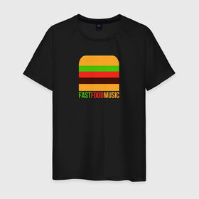 Мужская футболка хлопок с принтом Fast Food Music в Новосибирске, 100% хлопок | прямой крой, круглый вырез горловины, длина до линии бедер, слегка спущенное плечо. | drill | fast | ffm | food | music | rap | trap | мьюзик | русский | рэп | фаст | фуд