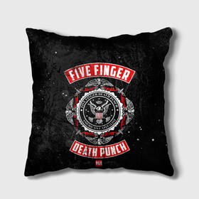 Подушка 3D с принтом Five Finger Death Punch в Новосибирске, наволочка – 100% полиэстер, наполнитель – холлофайбер (легкий наполнитель, не вызывает аллергию). | состоит из подушки и наволочки. Наволочка на молнии, легко снимается для стирки | 5fdp | ffdp | five finger death punch | metal | группы | метал | музыка | рок