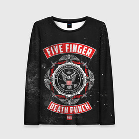 Женский лонгслив 3D с принтом Five Finger Death Punch в Новосибирске, 100% полиэстер | длинные рукава, круглый вырез горловины, полуприлегающий силуэт | 5fdp | ffdp | five finger death punch | metal | группы | метал | музыка | рок