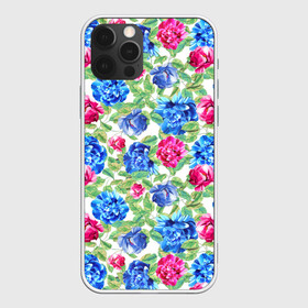 Чехол для iPhone 12 Pro с принтом Floral Pattern в Новосибирске, силикон | область печати: задняя сторона чехла, без боковых панелей | Тематика изображения на принте: floral | floral pattern | flower | flowers | flowers pattern | pattern | листья | патерн | паттерн | рисунок | цветки | цветочки | цветочная клумба | цветочный паттерн | цветы | цветы фон