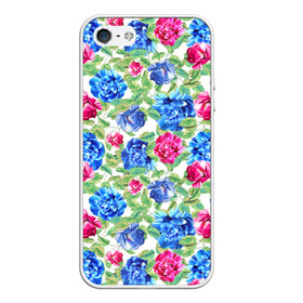 Чехол для iPhone 5/5S матовый с принтом Floral Pattern в Новосибирске, Силикон | Область печати: задняя сторона чехла, без боковых панелей | Тематика изображения на принте: floral | floral pattern | flower | flowers | flowers pattern | pattern | листья | патерн | паттерн | рисунок | цветки | цветочки | цветочная клумба | цветочный паттерн | цветы | цветы фон