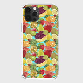 Чехол для iPhone 12 Pro Max с принтом Фрукты в Новосибирске, Силикон |  | fruct pattern | pattern | ананас | апельсин | арбуз | банан | виноград | груша | киви | клубника | лимон | листья | малина | натюрморт | патерн | паттерн | рисунок | фрукт | фруктовый паттерн | фрукты | фрукты фон