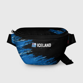 Поясная сумка 3D с принтом KSI ICELAND. в Новосибирске, 100% полиэстер | плотная ткань, ремень с регулируемой длиной, внутри несколько карманов для мелочей, основное отделение и карман с обратной стороны сумки застегиваются на молнию | 2019 | 2020 | fc | football | iceland | ksi | sport | исландия | кси | сборная исландии | спорт | спортивные | униформа | фирменные цвета | фк | футбол | футбольный клуб