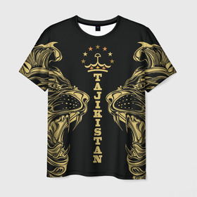Мужская футболка 3D с принтом Таджикистан в Новосибирске, 100% полиэфир | прямой крой, круглый вырез горловины, длина до линии бедер | crown | golden | king | lion | republic | tajikistan | золотой | король | корона | лев | республика | таджикистан | царь