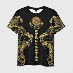 Мужская футболка 3D с принтом Киргизия в Новосибирске, 100% полиэфир | прямой крой, круглый вырез горловины, длина до линии бедер | eagle | islam | kyrgyzstan | lion | republic | sun | ислам | киргизия | кыргызстан | лев | орел | республика | солнце