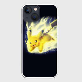 Чехол для iPhone 13 mini с принтом Pikachu Pika Pika в Новосибирске,  |  | pika | pikachu | аниме | детская | детям | игры | молния | мышка | мышь | пика | пикачу | покемон | покемоны