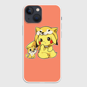 Чехол для iPhone 13 mini с принтом Pikachu Pika Pika в Новосибирске,  |  | pika | pikachu | аниме | детская | детям | игры | молния | мышка | мышь | пика | пикачу | покемон | покемоны